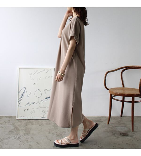 GeeRA（ジーラ）の「ひんやり快適！ジャカードスキッパーワンピ（カットソーワンピース）」｜詳細画像