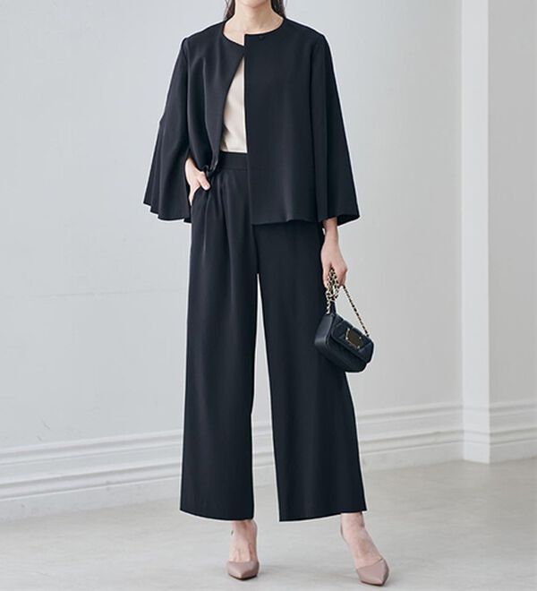 2点セット】防しわ！洗える！ケープライクジャケットセットアップ