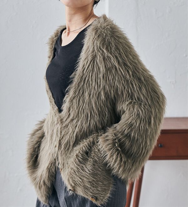 RANAN（ラナン）の「ロングフェザーシャギーオーバーカーデ（ニットカーディガン）」｜詳細画像