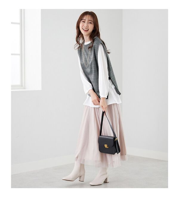 BELLUNA（ベルーナ）の「カットソージャカード素材ベストアンサンブル（アンサンブル）」｜詳細画像