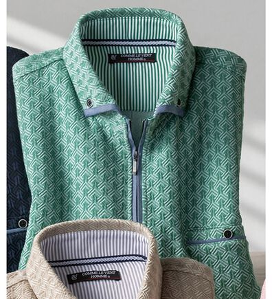 「＜コムルヴァン・オム＞ジオメトリックデザインハーフジップトレーナー（メンズトレーナー）」