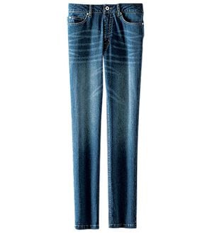 BELLUNA（ベルーナ）の「【暖かデニム】ふんわり裏起毛ストレッチスリムジーンズ（フルレングスパンツ）」｜ブルー