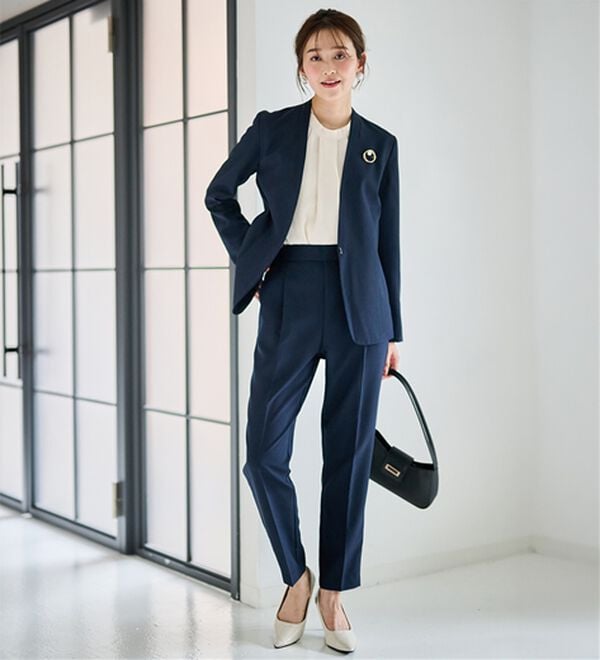 RANAN（ラナン）の「【選べる衿】洗える！春夏ロングシーズン着用可能ベーシック２点ライトスーツ（パンツスーツ）」｜詳細画像