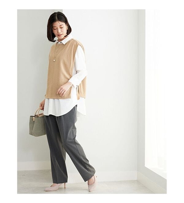 BELLUNA（ベルーナ）の「カットソージャカード素材ベストアンサンブル（アンサンブル）」｜詳細画像