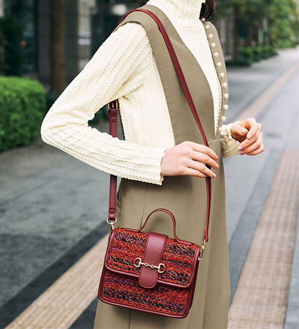 RANAN（ラナン）の「ツイード素材２ＷＡＹバッグ（ハンドバッグ）」｜レッド系