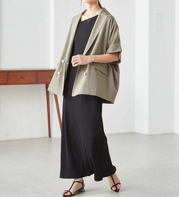 RANAN（ラナン）の「アシメネックハーフスリーブリブワンピース（その他ワンピース）」｜詳細画像