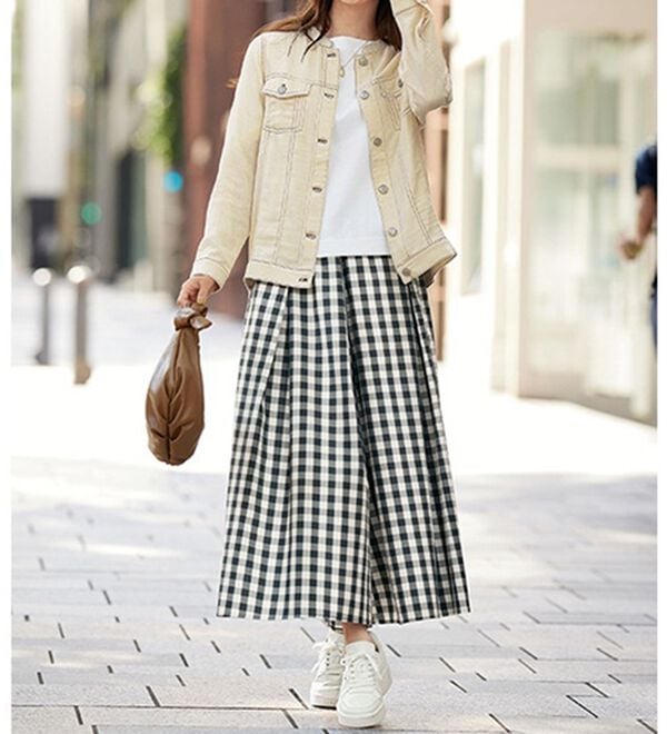 BELLUNA（ベルーナ）の「チェック柄スカーチョ（ワイドパンツ・ガウチョ）」｜詳細画像