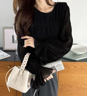 GeeRA（ジーラ）の「シアーシャーリングキャンディー袖ブラウス（ブラウス）」｜詳細画像