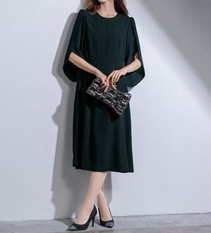 RANAN（ラナン）の「ひんやり！チューリップ袖フレアーワンピ－ス（ブラックフォーマル（喪服・礼服））」｜詳細画像