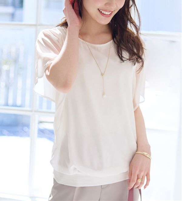 alotta（アロッタ）の「【接触冷感】カットソー裏地付ドルマンブラウス（ブラウス）」｜詳細画像