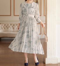 alotta（アロッタ）の「ビッグカラー花柄プリーツワンピース（プリントワンピース）」