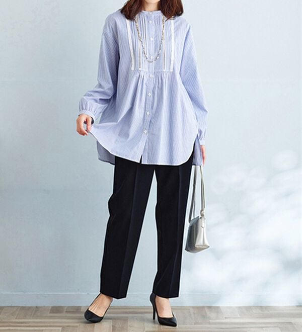 BELLUNA（ベルーナ）の「こっそりおなかがラクラク！ボタン使いウエスト調整テーパードパンツ（テーパードパンツ）」｜詳細画像