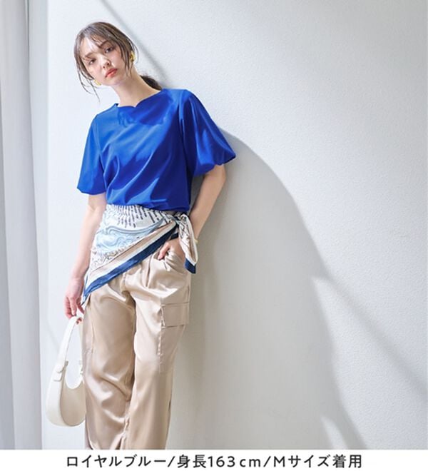 alotta（アロッタ）の「【接触冷感】パフ袖ハートネックブラウスＴシャツ（ブラウス）」｜詳細画像