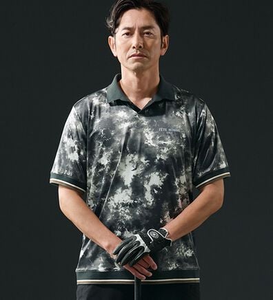 「＜テットオム＞接触冷感ムラ染デザインポロシャツ（メンズポロシャツ）」