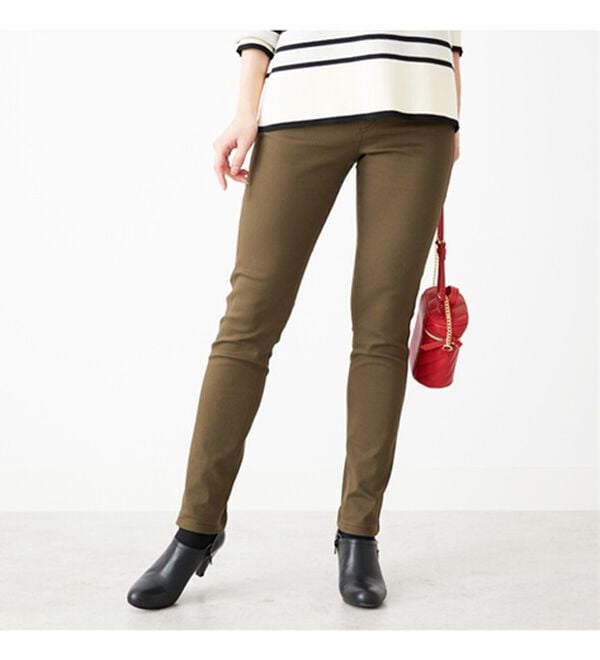 BELLUNA（ベルーナ）の「静電防止！蓄熱綿サテンストレッチカラーパンツスリム（フルレングスパンツ）」｜詳細画像