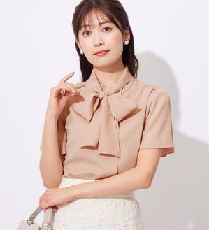 alotta（アロッタ）の「【接触冷感】２ＷＡＹパール調ボウタイブラウス【イエベ・ブルべ】（ブラウス）」｜詳細画像