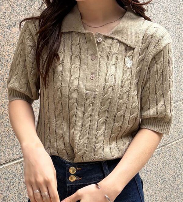 RANAN（ラナン）の「＜U.S.POLO ASSN.＞半袖ケーブルポロニット（シャツ）」｜詳細画像