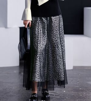 RANAN（ラナン）の「アニマル柄チュールレイヤードスカート（ロングスカート）」｜グレーレオパード