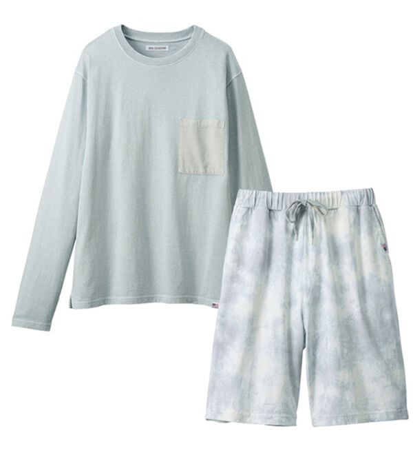 YU'NOW（ユナウ）の「【上下２点セット】ＵＳＡコットンＴシャツ＆パンツセット＜ユニセックス＞（パジャマ・ルームウェア）」｜ブルー系