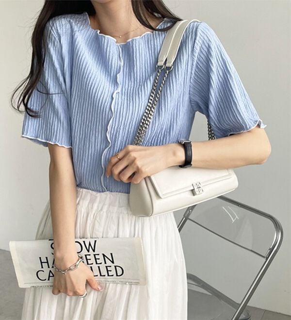 GeeRA（ジーラ）の「前後２ＷＡＹ配色メロー５分袖カットソー（カットソー）」｜詳細画像