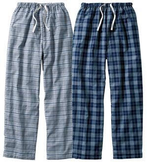 「【２本組】日本製ひんやり綿１００％播州織パジャマパンツ（メンズルームウェア）」｜詳細画像