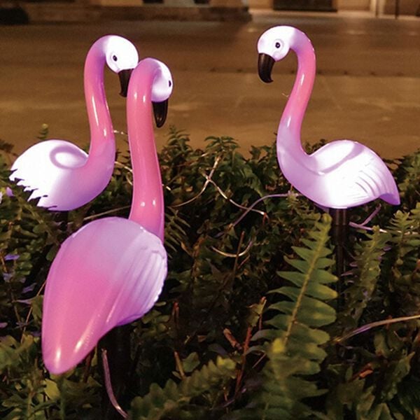 「ソーラー庭園灯「３羽のフラミンゴ」（ガーデニング・園芸用品）」｜詳細画像