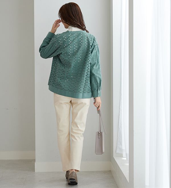 BELLUNA（ベルーナ）の「静電防止！蓄熱綿サテンストレッチカラーパンツ（フルレングスパンツ）」｜詳細画像