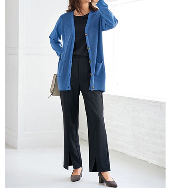 BELLUNA（ベルーナ）の「錯覚美脚！裾スリットセミワイドパンツ（フルレングスパンツ）」｜詳細画像