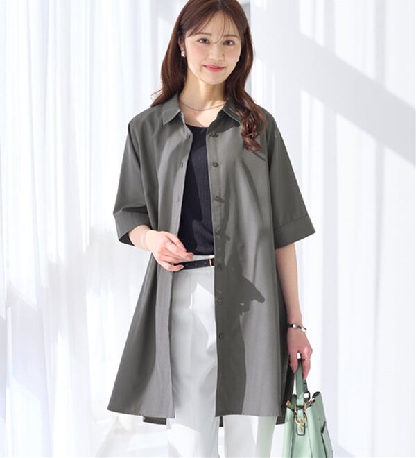 alotta（アロッタ）の「シャツチュニックワンピース（チュニックワンピース）」｜チャコール