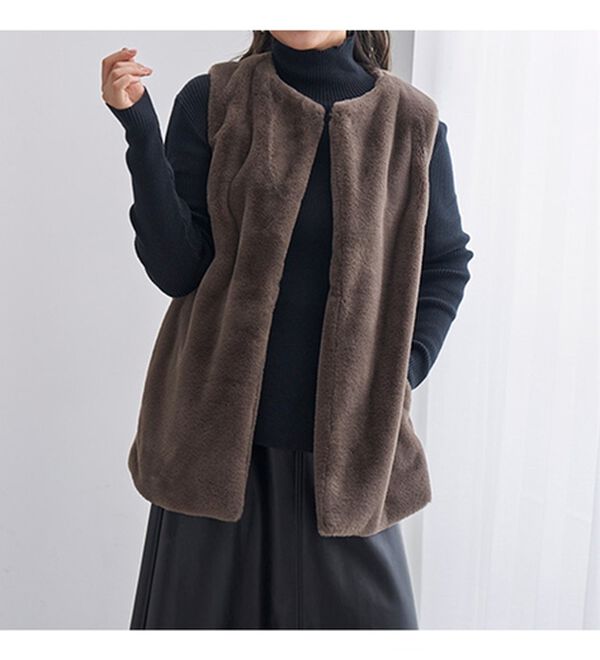 BELLUNA（ベルーナ）の「＜＆ｃｏｃｏｃｈｉ＞ハピネスコットン100％&times;吸湿発熱リブタートルニット（ニット・セーター）」｜詳細画像