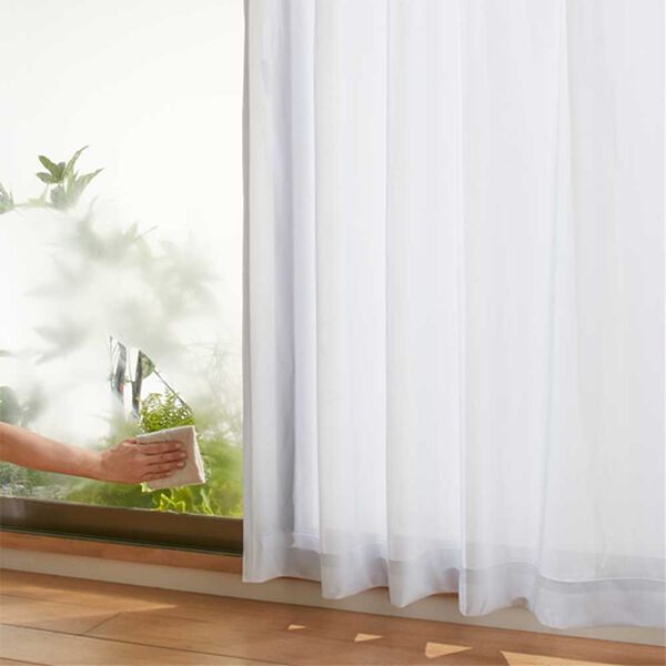 iellio（イエリオ）の「防カビレースカーテン＜カビ対策・断熱保温・UVカット・レースカーテン・２枚組・洗える・見えにくい・省エネ対策・節電・梅雨＞（レースカーテン）」｜詳細画像