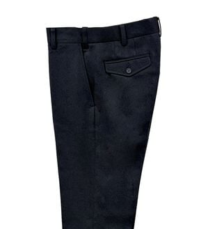 「裾上げ済裏起毛すっきりシルエットスラックス　ノータック（メンズスラックス）」｜ネイビー