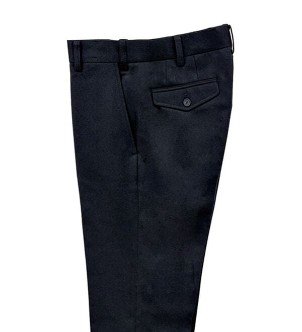 「裾上げ済裏起毛すっきりシルエットスラックス　ノータック（メンズスラックス）」｜ネイビー