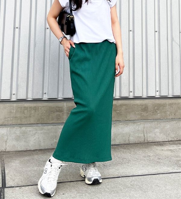 GeeRA（ジーラ）の「【着回し力◎】楽ちんすっきり見え！リブロングスカート（ロングスカート）」｜詳細画像