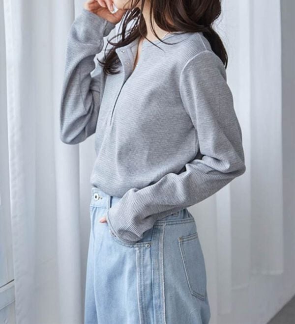 RANAN（ラナン）の「ヘンリーネックワッフルロンＴ（カットソー）」｜詳細画像