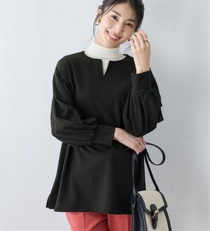 Viola e Viola（ヴィオラ エ ヴィオラ）の「なめらかカットソーゆったりパフ袖チュニック（チュニック）」｜ブラック