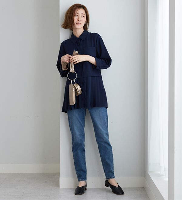 BELLUNA（ベルーナ）の「【UVカット】機能付！裾プリーツ切替チュニック（チュニック）」｜詳細画像