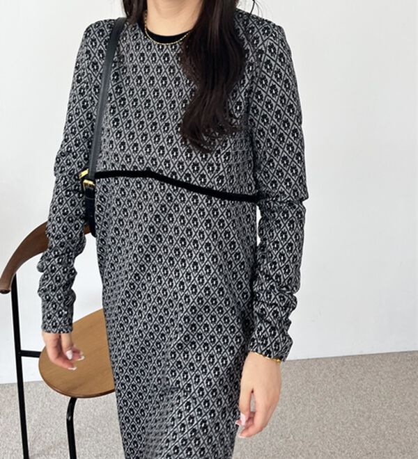 GeeRA（ジーラ）の「フラワージャカードパイピングワンピース（その他ワンピース）」｜詳細画像