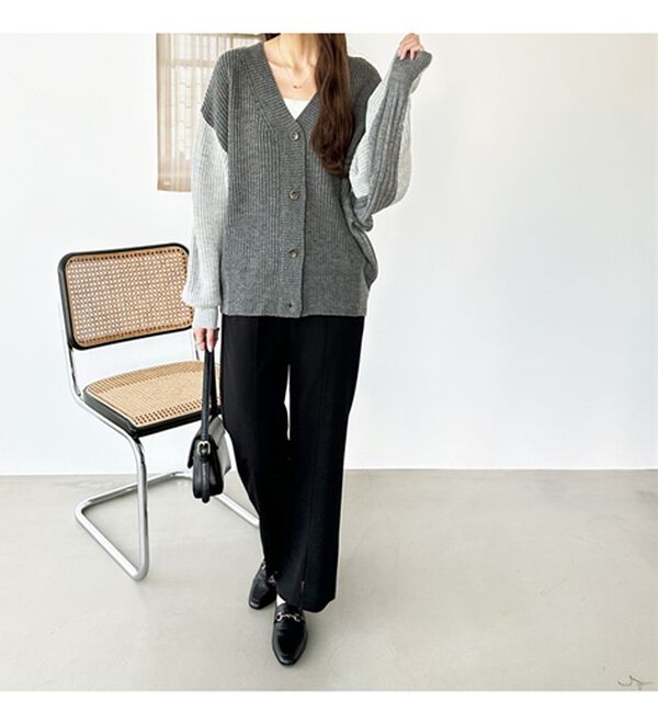 GeeRA（ジーラ）の「前後２ＷＡＹブロック配色ニット（ニットカーディガン）」｜詳細画像