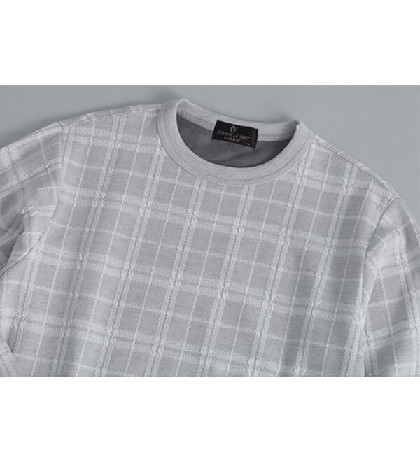 「＜コムルヴァン・オム＞チェック柄ふくれジャカードトレーナー（メンズトレーナー）」｜詳細画像