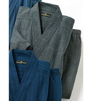 「さらっと快適しじら作務衣（メンズ和装・浴衣・和装グッズ）」｜グレー市松柄