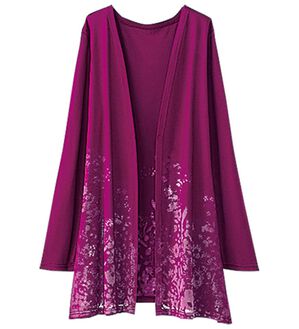 BELLUNA（ベルーナ）の「涼やか花柄オパールカーディガン（ニットカーディガン）」｜フューシャピンク