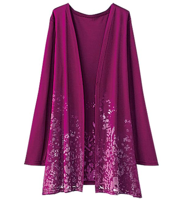 BELLUNA（ベルーナ）の「涼やか花柄オパールカーディガン（ニットカーディガン）」｜フューシャピンク