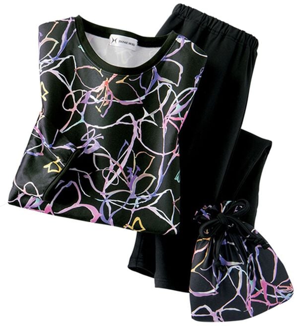 LAVIENNE（ラヴィエンヌ）の「＜ＨＡＮＡＥ　ＭＯＲＩ＞華やかトラベルパジャマ（パジャマ・ルームウェア）」｜フローラブラック