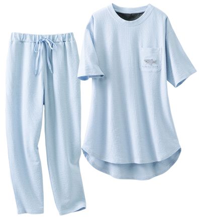 LAVIENNE（ラヴィエンヌ）の「＜遠赤外線ウェア＞ゆるスイミーサッカーセットアップ（パジャマ・ルームウェア）」