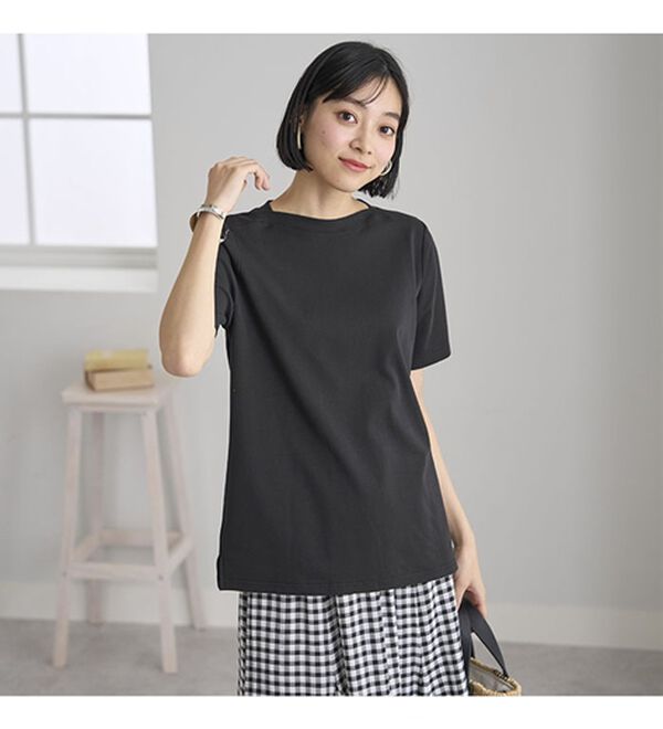 BELLUNA（ベルーナ）の「艶やか綿１００％シンプルプルオーバー（カットソー）」｜詳細画像