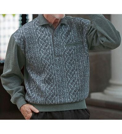 「【２枚組】上品さにこだわる紳士の杢調ポロトレーナー（メンズトレーナー）」