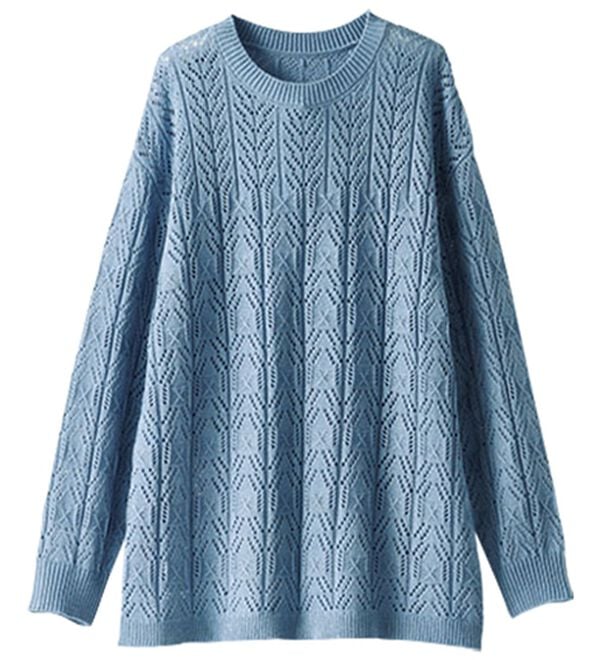 BELLUNA（ベルーナ）の「幾何柄透かし編ニットチュニック（チュニック）」｜詳細画像