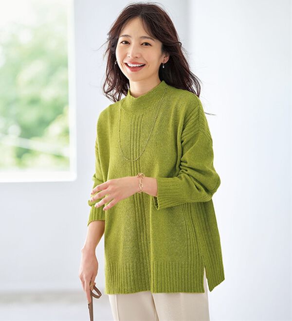快適Lab．】洗える＆チクチクしにくい！ウール調ニットプルオーバー