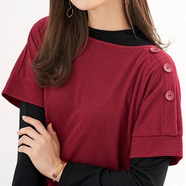 BELLUNA（ベルーナ）の「フリル衿プルオーバー付ジャカードチュニック（アンサンブル）」｜詳細画像